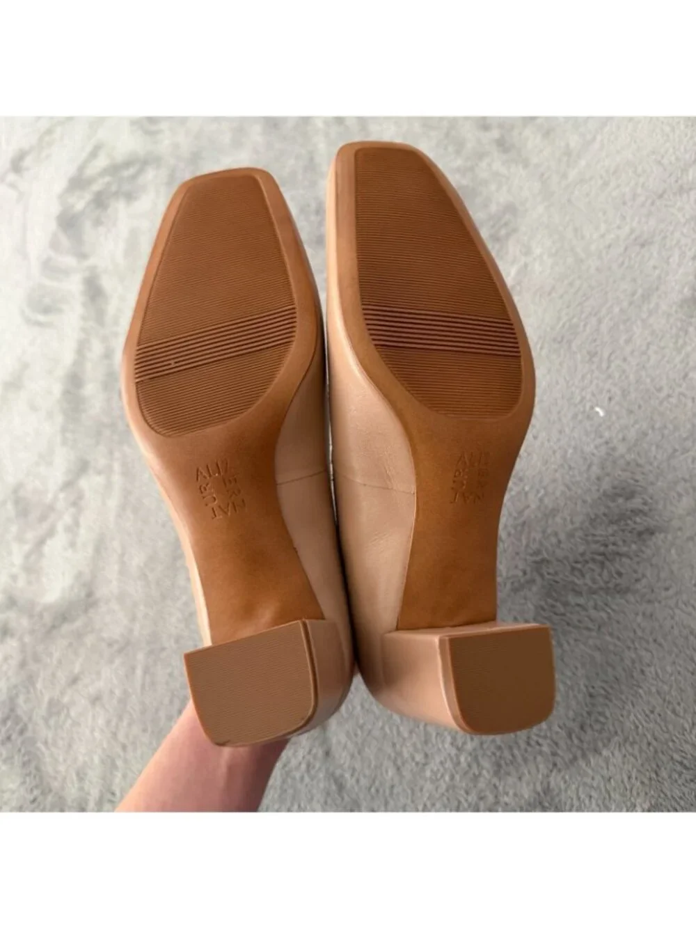 Naturalizer Karima Nude Square Toe Block Heel Shoes Womens 6.5 Leather Beige